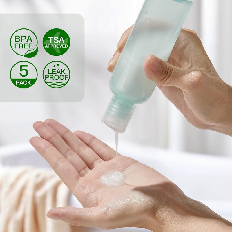 owlyee Travel Bottles for Toiletries 3.4 oz - Travel Size Containers for Shampoo Plastic - Small Empty Lotion Squeeze Bottle for Liquid TSA Approved - Leak Proof Mini Conditioner Refillable 100ml - Image 2